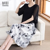 妍影妈妈夏装 时尚 假两件连衣裙母亲节