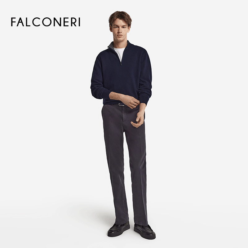 FALCONERI男士经典简约长袖修身半高领毛衣山羊绒针织衫UML228Q