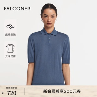 FALCONERI25年新品 T恤DMM600S 女士桑蚕丝混纺罗纹短袖 POLO衫