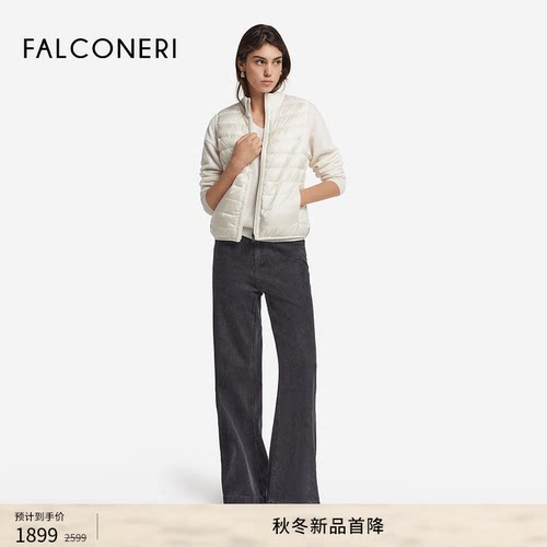 FALCONERI女士双面保暖原色羊绒羽绒服短款立领羽绒背心DCC105G