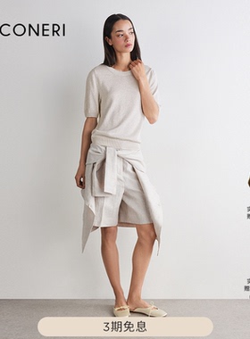 【夏季新品】FALCONERI女26年通勤休闲亚麻混纺短袖T恤DMM501D