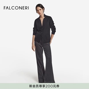 FALCONERI女士翻领肌理感美利奴羊毛夹克通勤立领外套DCL100C
