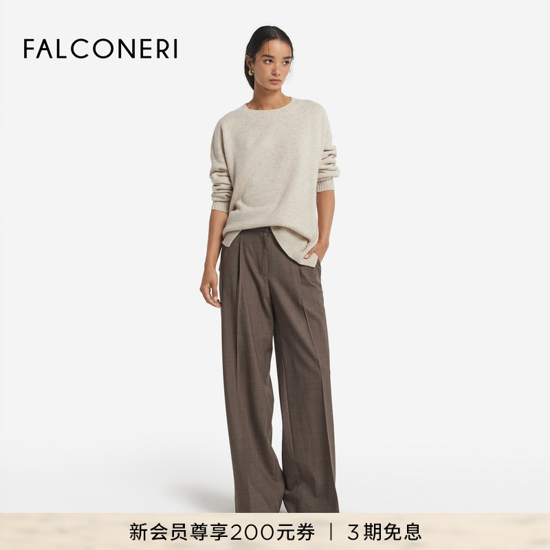 【秋冬新品】FALCONERI25年女圆领宽松原色羊绒针织衫毛衣DML428M