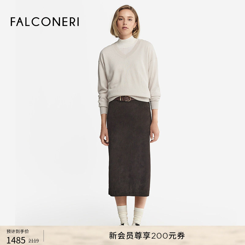 【季末折扣】FALCONERI女士宽松长袖v领山羊绒毛衣羊绒衫DML228K,女装/女士精品,羊绒衫,淘宝优惠券,粉丝福利购,淘宝优惠卷