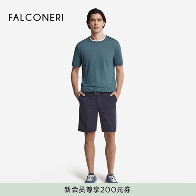FALCONERI男士简约宽松舒适圆领亚麻短袖T恤UMM0079