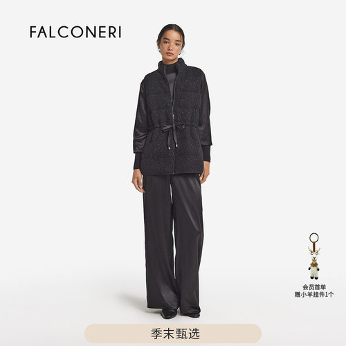 【季末折扣】FALCONERI女士通勤纹理无袖立领羽绒夹克背心DCC105V