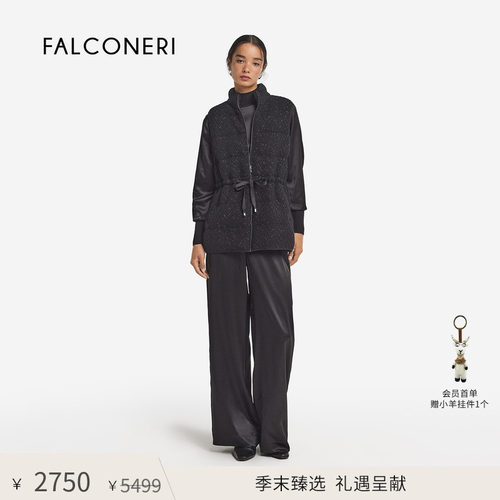 【季末折扣】FALCONERI女士通勤纹理无袖立领羽绒夹克背心DCC105V