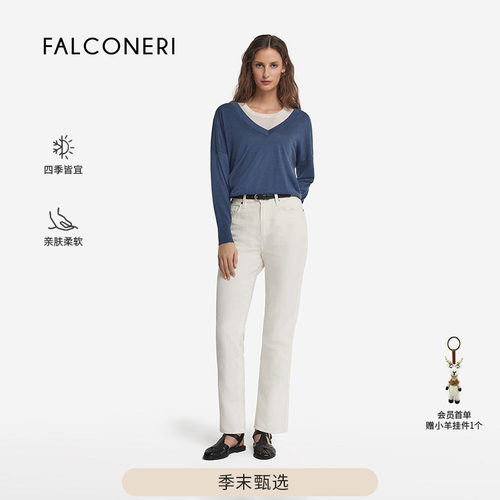 【季末折扣】FALCONERI女日常休闲宽松羊绒衫V领套头毛衣DMLP250