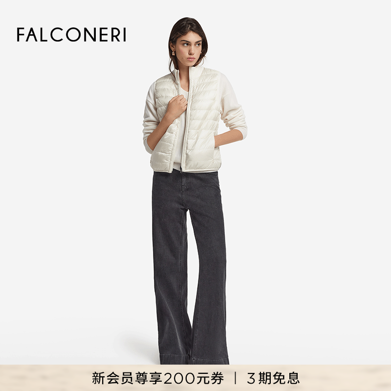 FALCONERI女士双面保暖原色羊绒羽绒服短款立领羽绒背心DCC105G