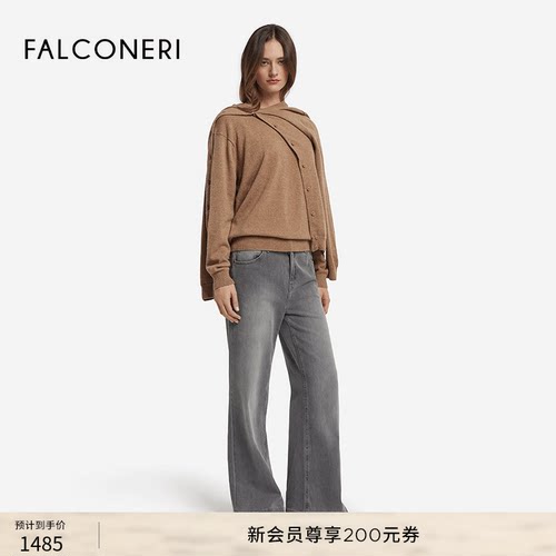 FALCONERI女士时尚经典百搭通勤长袖船领山羊绒毛衣针织衫DMLJ228