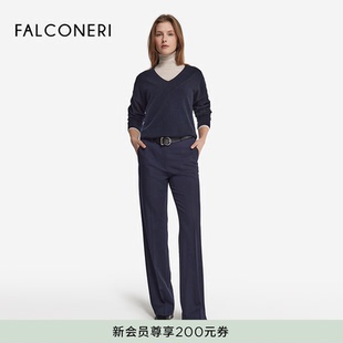 FALCONERI女士V领宽松长袖 DMLX228 山羊绒毛衣针织衫