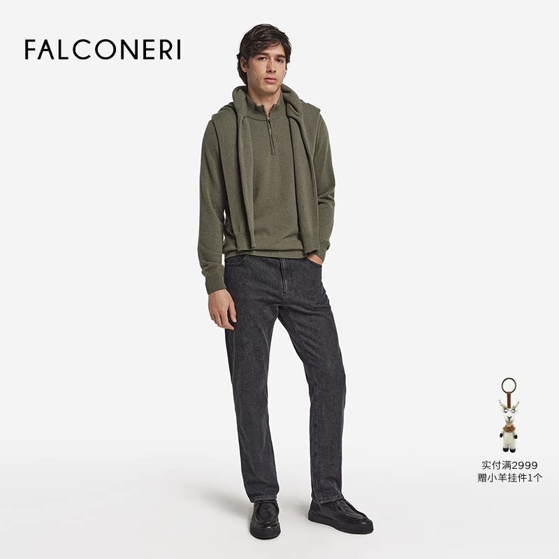 【季末折扣】FALCONERI男休闲修身半高领毛衣山羊绒针织衫UML228Q