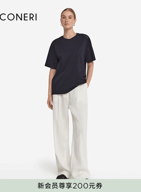 FALCONERI女士时尚优雅休闲纹理圆领短袖T恤DMM440I