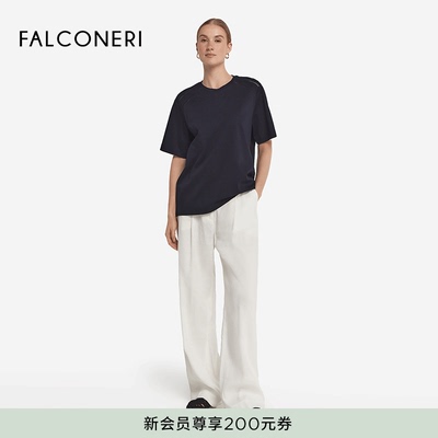 FALCONERI女士时尚优雅休闲纹理圆领短袖T恤DMM440I