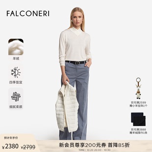 FALCONERI25年新品 套头毛衣DMLR250 女士宽松休闲交叉领羊绒针织衫