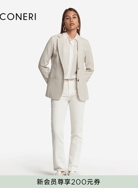 FALCONERI女士时尚休闲翻领亚麻长袖西装外套DCL474E