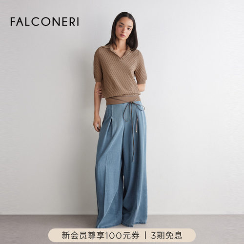FALCONERI女士时尚经典百搭通勤日常棉质短袖T恤POLO衫DMM490R