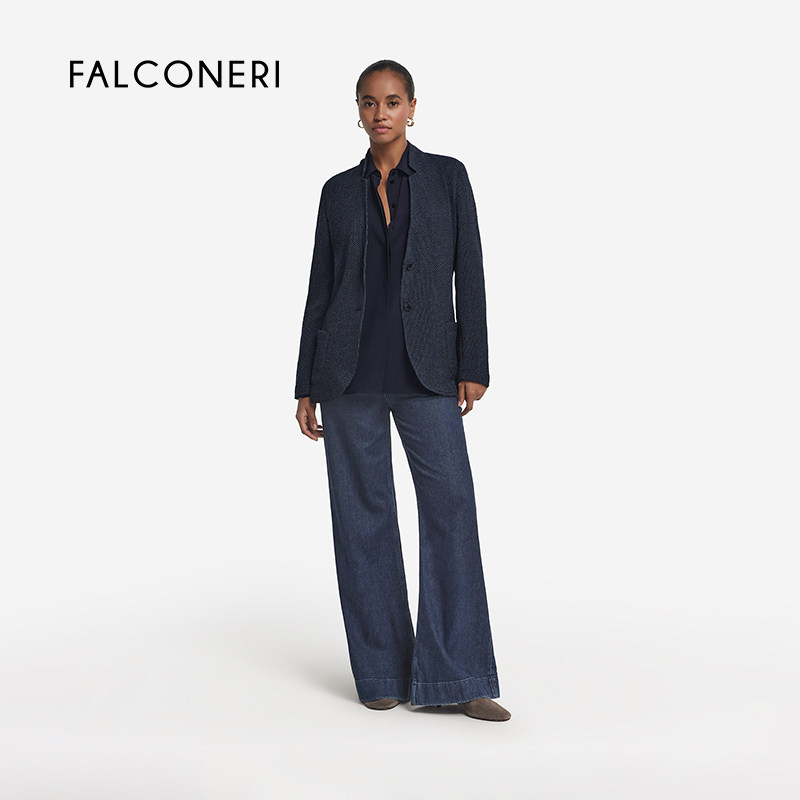 【季末甄选】FALCONERI女士通勤商务翻领羊毛混纺西装外套DCL409J