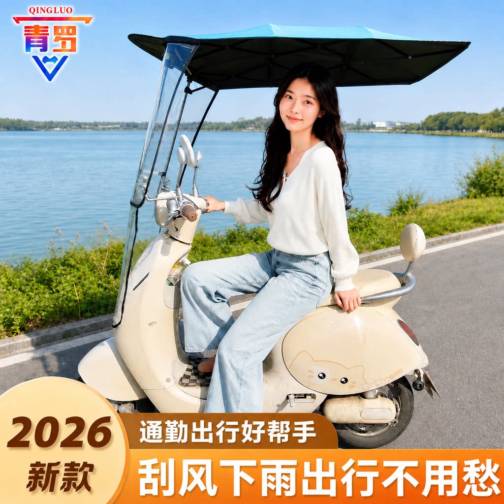 青罗免组装电动车摩托车雨棚防晒