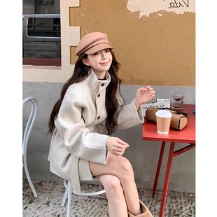 2025新款双面羊毛大衣女秋冬季中长款小个子短款韩系羊绒毛呢外套