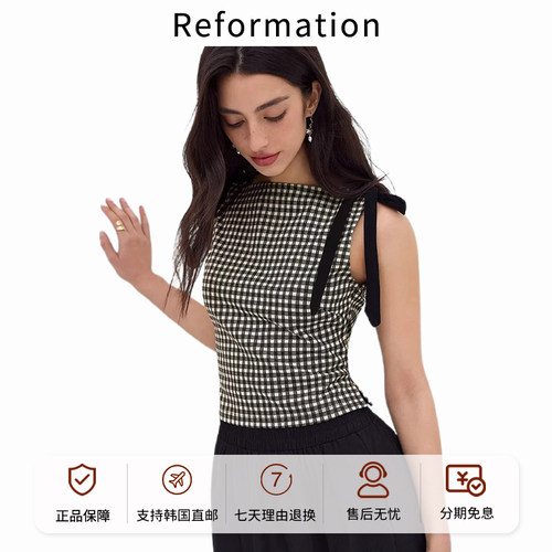 Reformation蝴蝶结无袖背心上衣