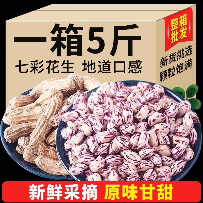 2026新云南七彩咸干花生野地晒干带壳生熟彩色花生七彩花生米批发