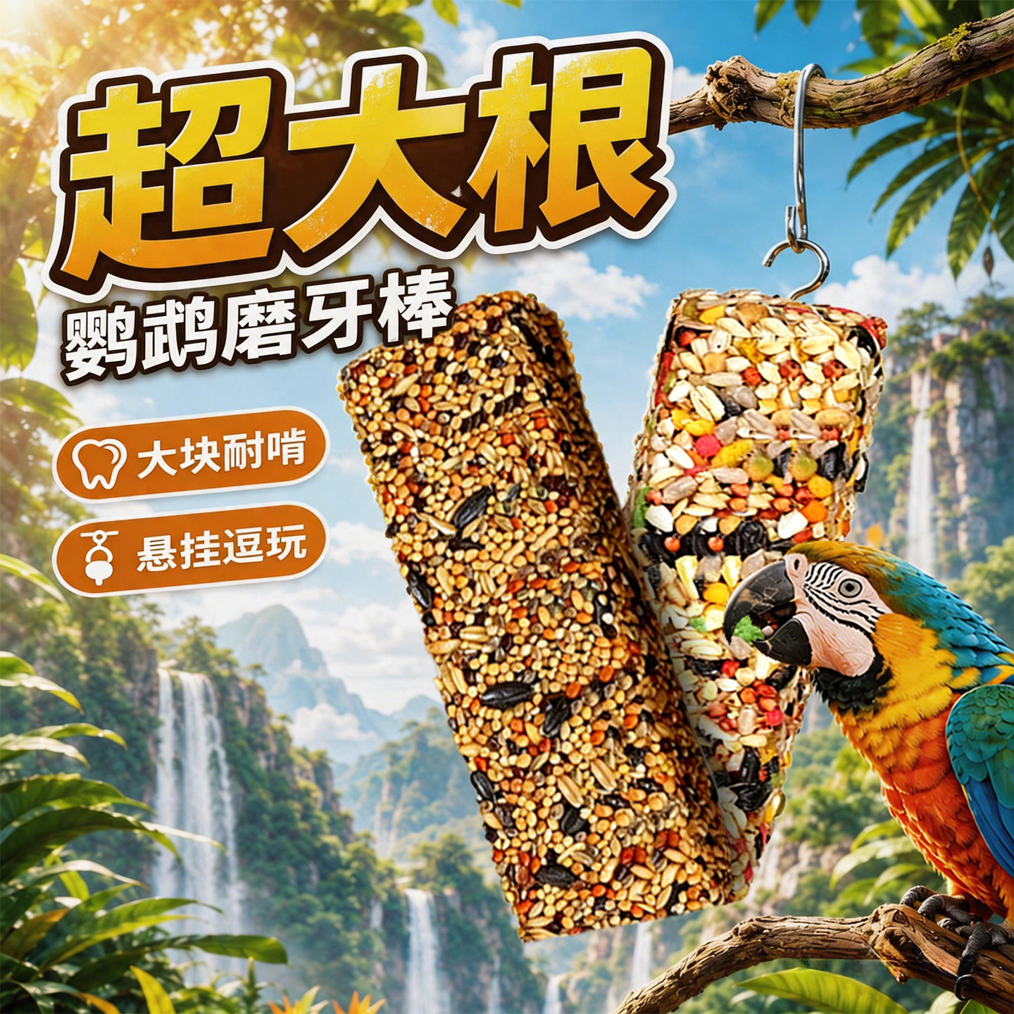 鸟类鹦鹉谷物果蔬棒超大根磨嘴棒零食棒鸟粮虎皮玄凤训鸟奖励玩具