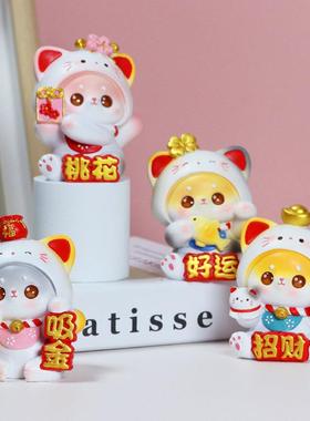 直销新款创意可爱招财乖乖猫树脂工艺品摆件汽车摇头桃花运小猫咪