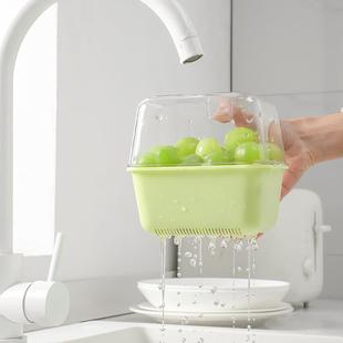 沥水篮厨房家用客厅茶几水果盘简约塑料小号双层分装 直销新款 备菜