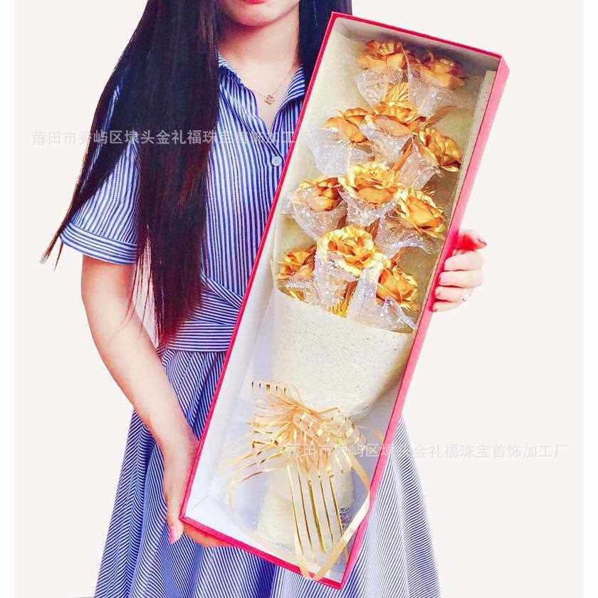 新款直销金玫瑰 24K金箔玫瑰花铂金玫瑰花束教师节送老师女友老婆