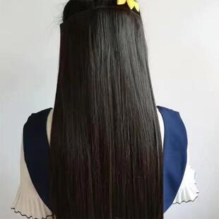 新款直销痕接发真发发片假发片60cm直发片接发假发女接长发黑色