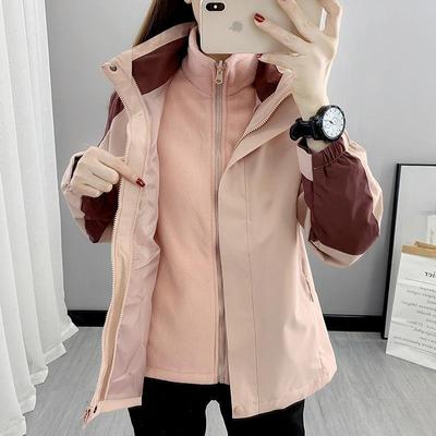 直销新款冲锋衣男女秋冬加厚外套三合一可拆卸户外防风防水进藏登