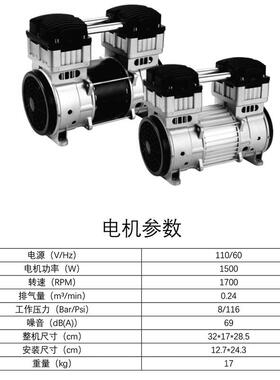 出口款1500W无油空压机机头活塞式气泵大流量110V/60HZ