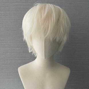 直销新款跨境热销假发男士短发微分碎盖白金自然蓬松男生男式假发