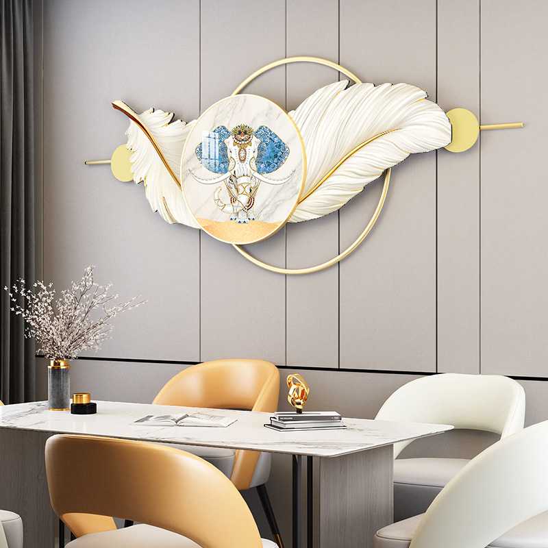新款直销2023新款客厅装饰画立体网红羽毛挂画玄关餐厅墙面晶瓷画