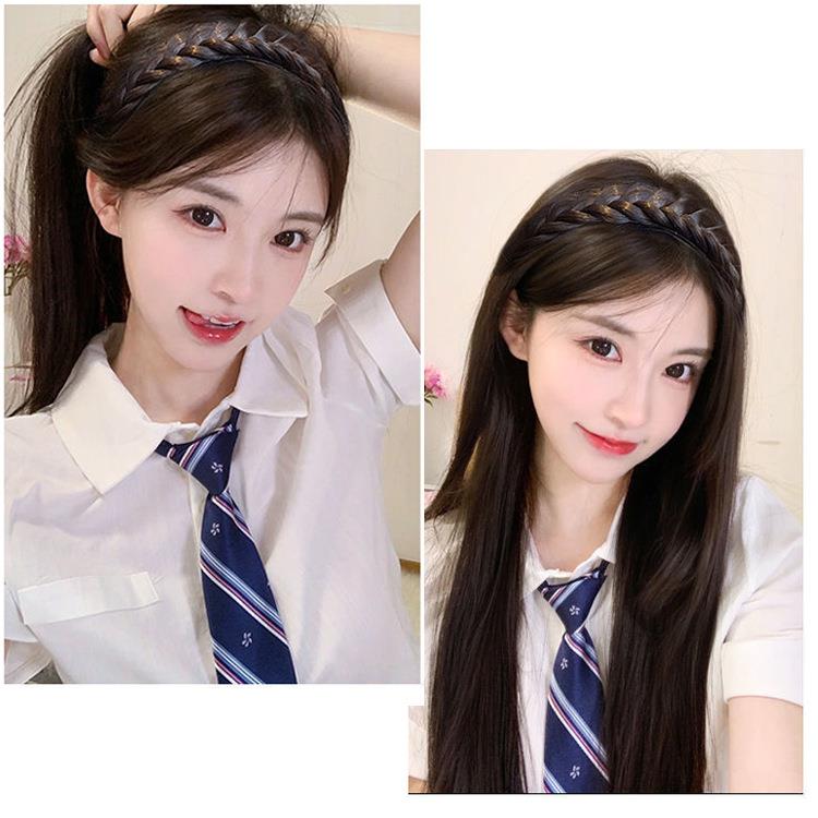 新款直销假发女长发网红2022新款麻花辫发箍假发一体式U型半头套