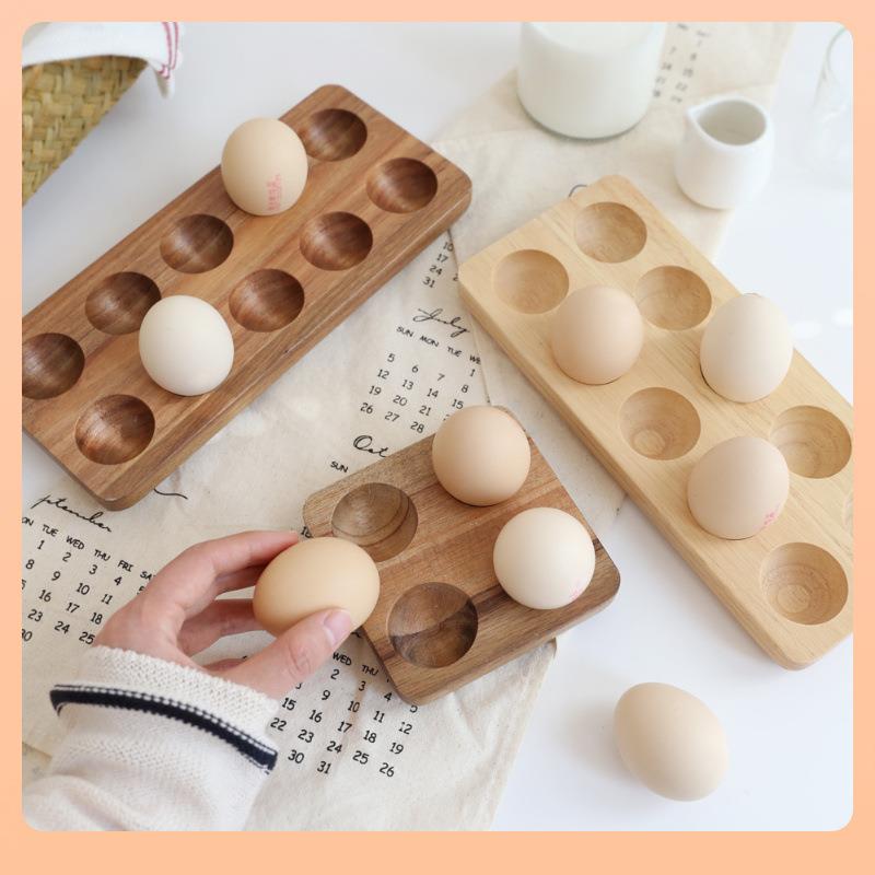 新款直销?实木鸡蛋收纳盒相思木鸭蛋托盘鸡蛋置物架冰箱厨房放鸡