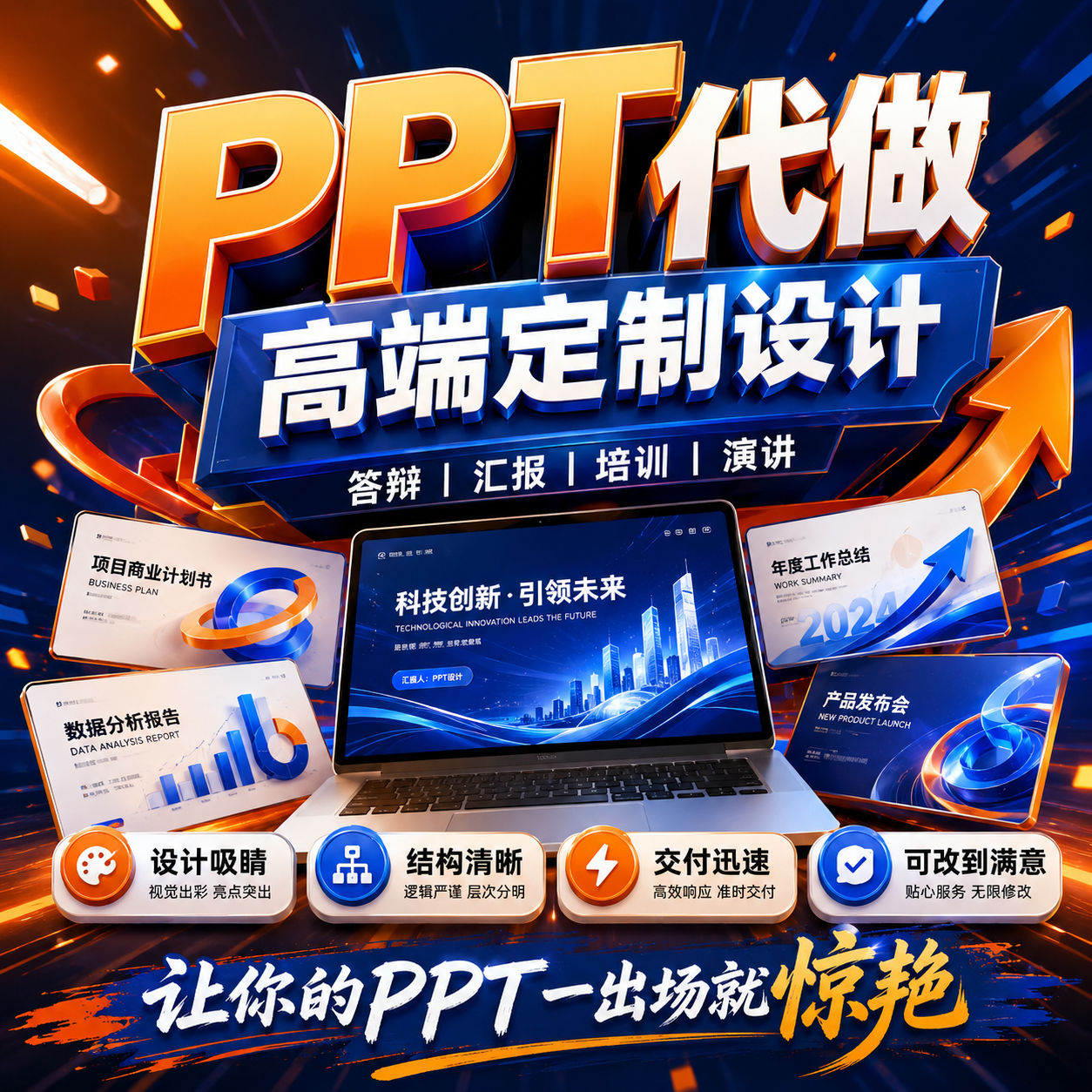 ppt制作代做定制美化修改帮做汇报课件设计排版代作年终总结述职