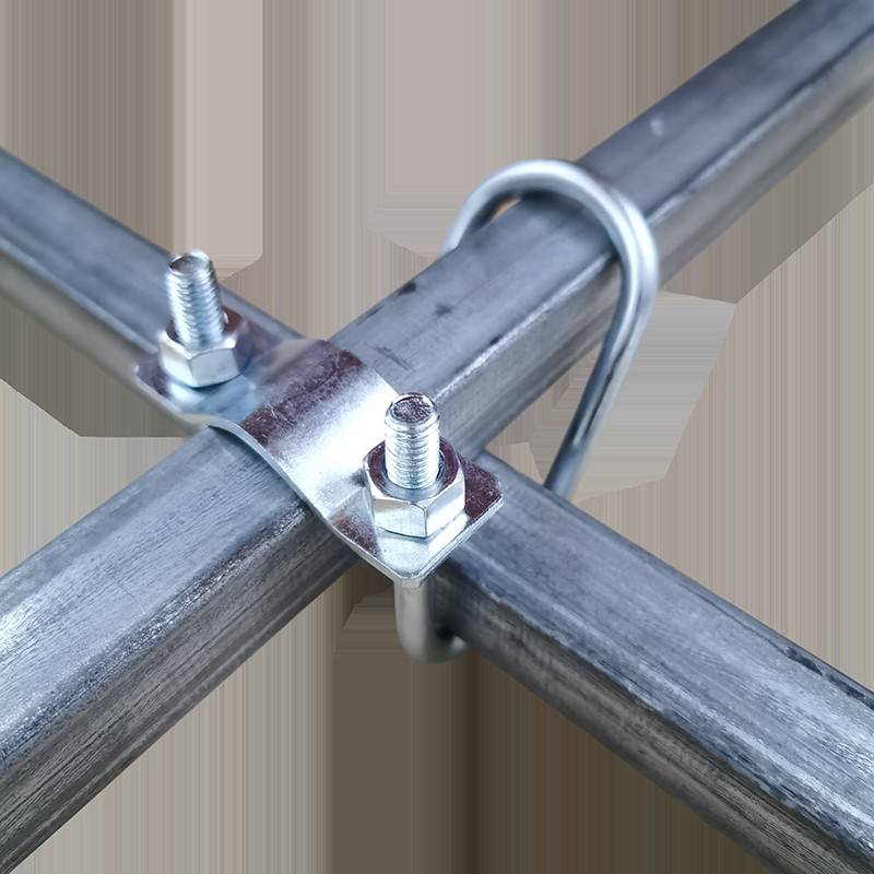 镀锌双U管卡方管十字卡扣镀锌管夹方管卡扣固定件U型十字卡子抱箍