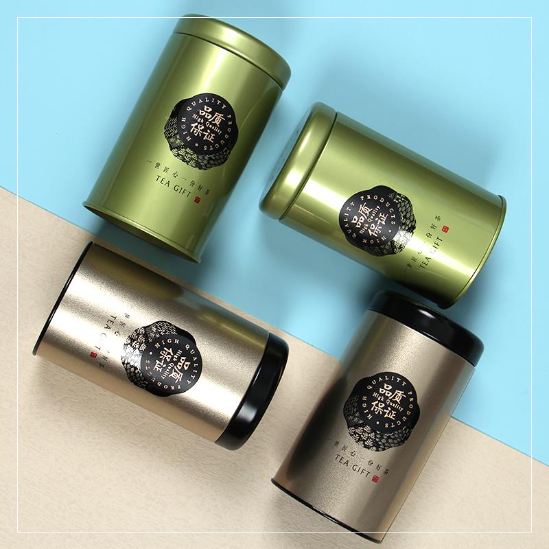高档茶叶罐马口铁密封罐圆罐白茶安吉茶叶储存罐绿茶茶叶收纳罐子