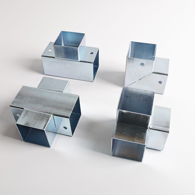 5个装 镀锌方管连接件免焊接固定接头铁艺护栏配件卡扣直通两通