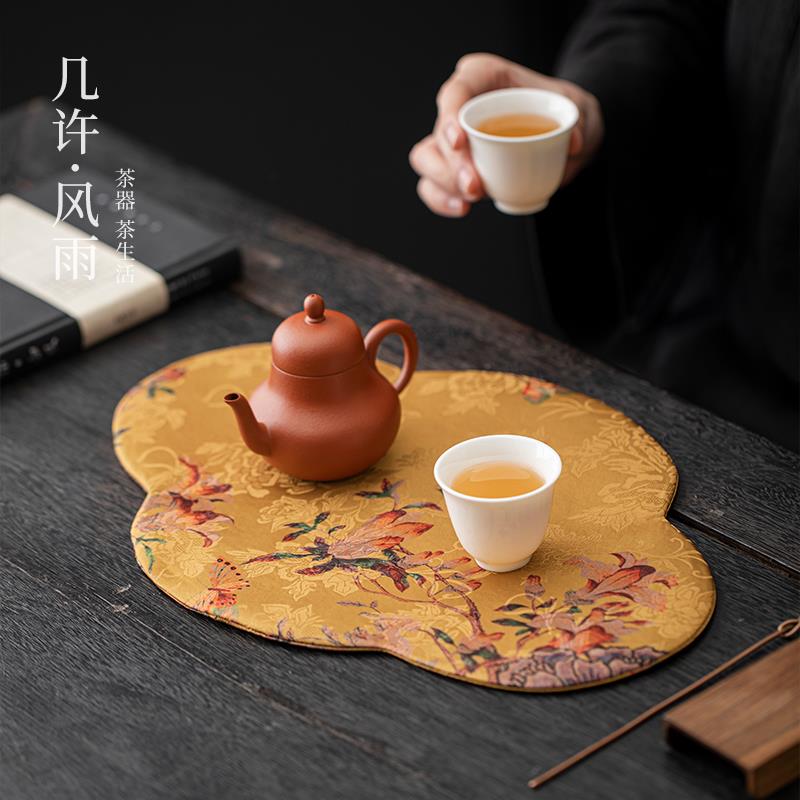 几许风雨茶席中式防水茶桌布艺复古双面茶垫桌旗茶具配件小清新
