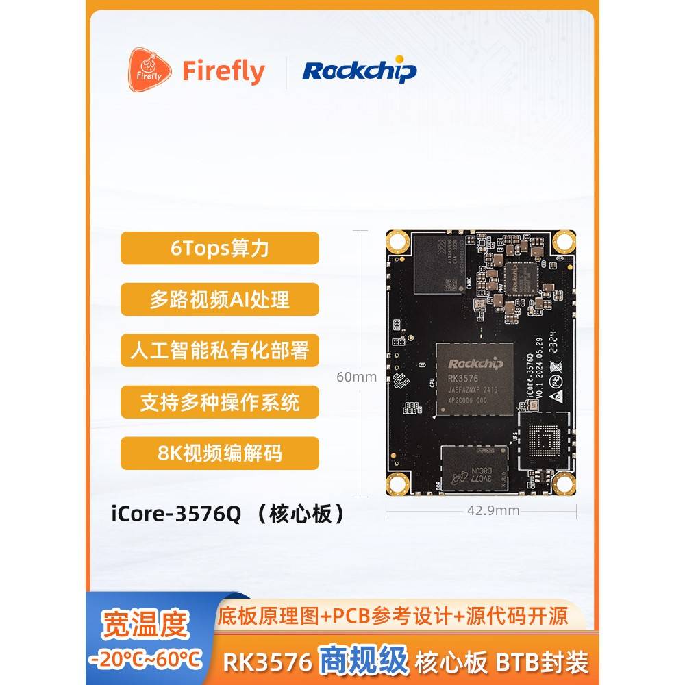 iCore-3576Q工业级核心板6T算力AIO-3576Q开发板AIOT处理器RK3576