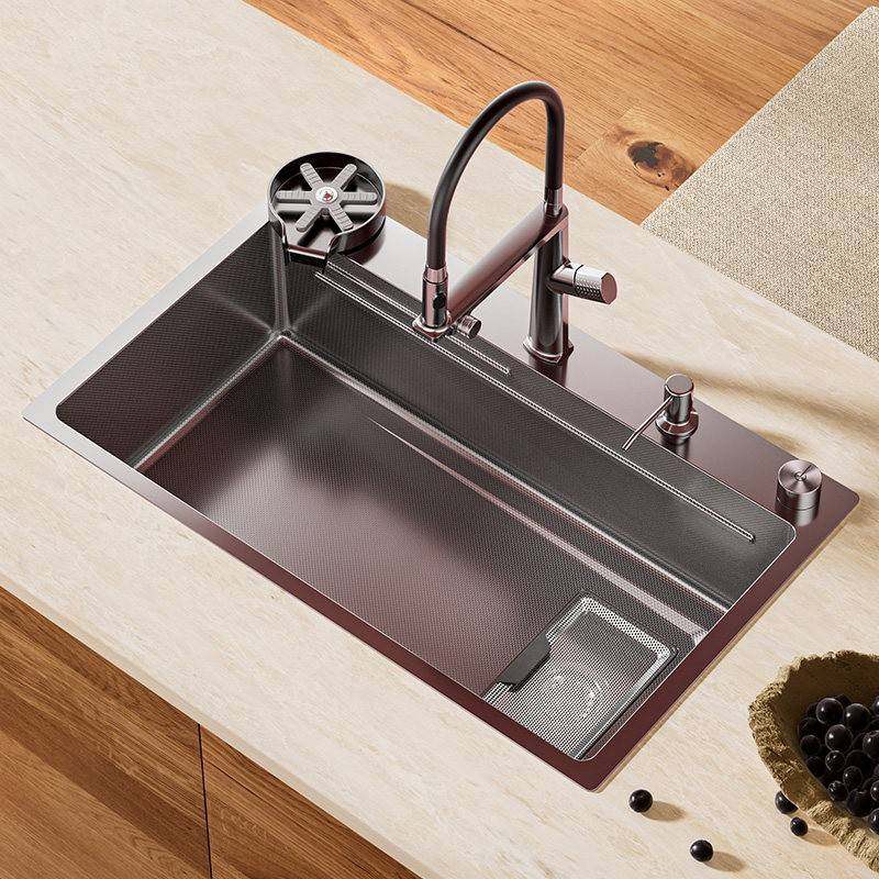 加厚304不锈钢洗菜盆防溅净水器水龙头厨房家用水槽大单槽台下盆