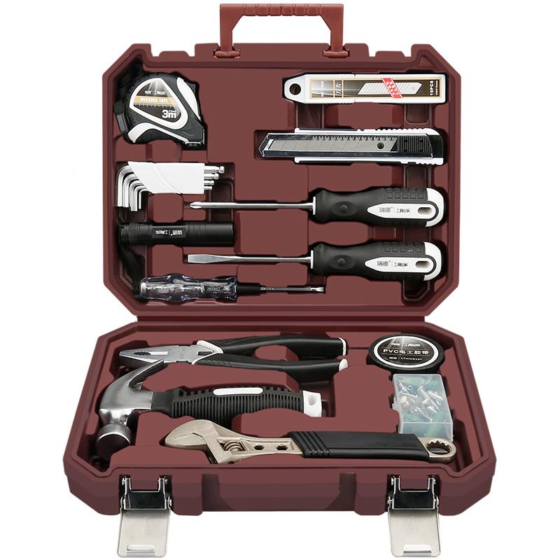 德家庭五金手工瑞德具箱套装日常家用手子动钳子扳锤多功能瑞维修