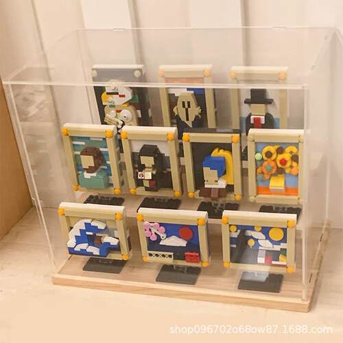 翔竣世界名画MOC创意像素画迷你桌面摆件拼装积木玩具DIY女生礼物