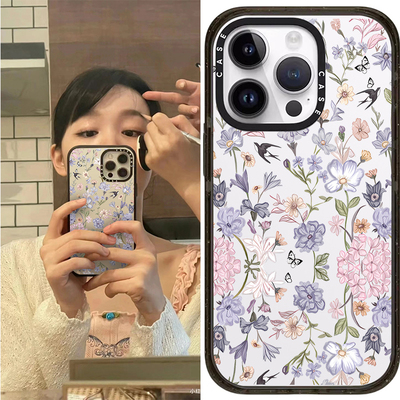 caseti手机壳联名适用于iPhone16promax苹果14鸟语花香15promax明星同款13保护套12华强北代购11镜面磁吸女