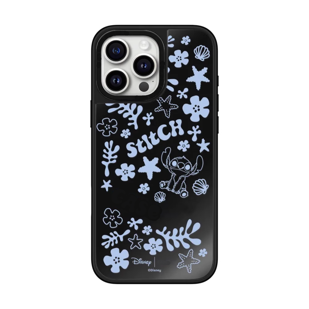 联名Stitch迪士尼史迪奇适用苹果16promax手机壳新款镜面iphone15plus保护14防摔13pro透明亚克力12磁吸女