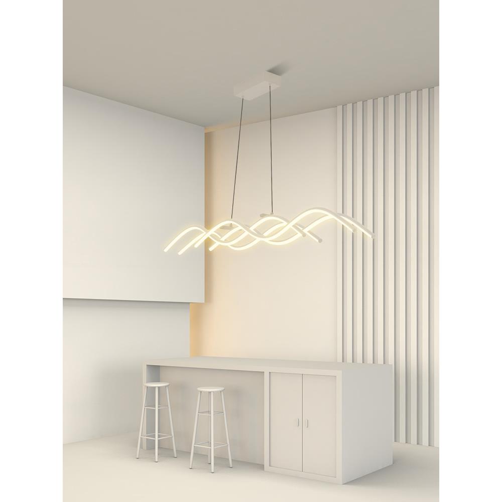 吊灯简约现代设计师款餐厅灯北欧极简波浪长条灯餐桌灯办公室灯具