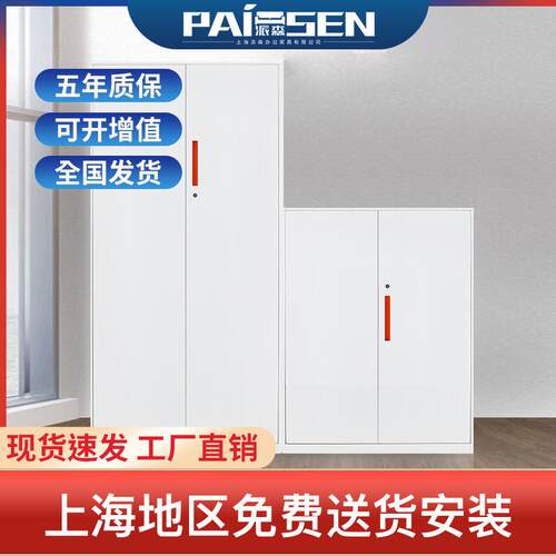 办公室钢制文件柜铁皮柜加厚凭证资料档案柜带锁资料柜高柜开门柜